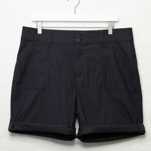 EDDIE BAUER Rolled Hem Bermuda 9" Shorts Nylon Hiking Outdoor Black Womens Sz 14